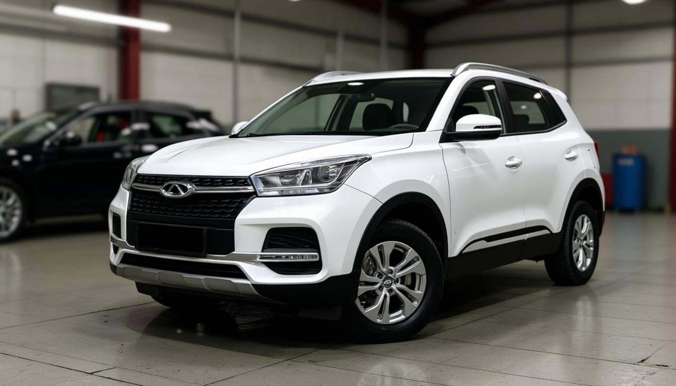 Chery Tiggo 4 готовится к диагностике в автотехцентре