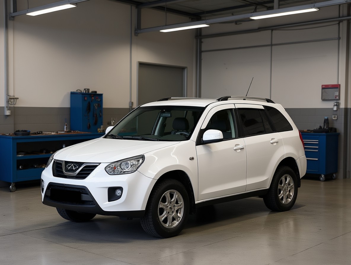 Chery Tiggo T11 готовится к замене лобового стекла в автотехцентре