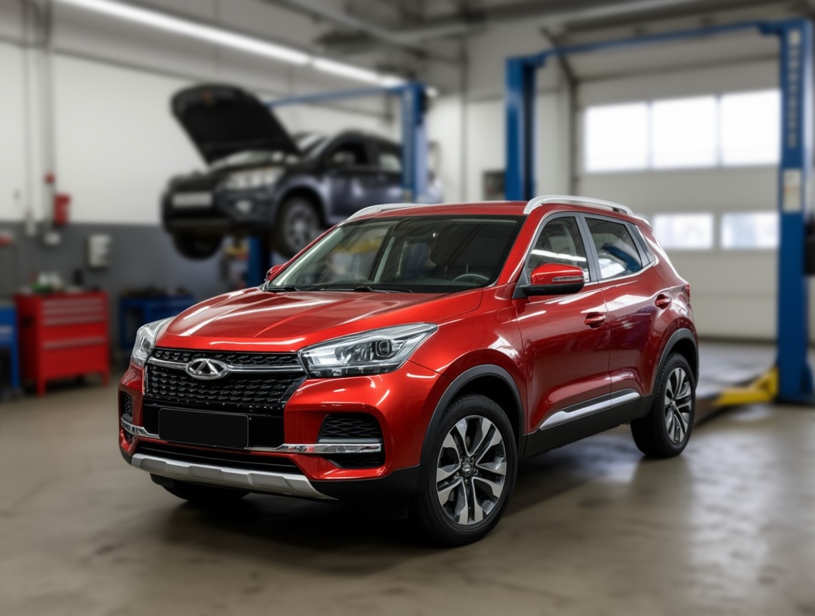 Chery Tiggo 4 готовится к замене помпы в автотехцентре