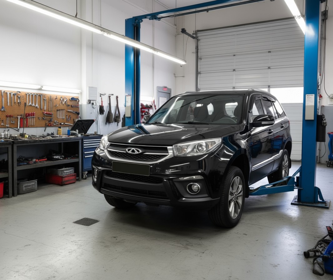 Chery Tiggo T11 готовится к замене помпы в автотехцентре