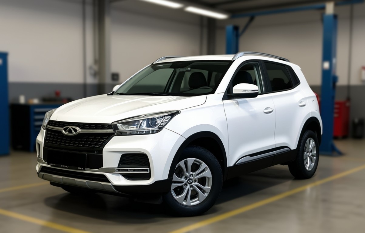 Chery Tiggo 4 готовится к замене салонного фильтра в автотехцентре