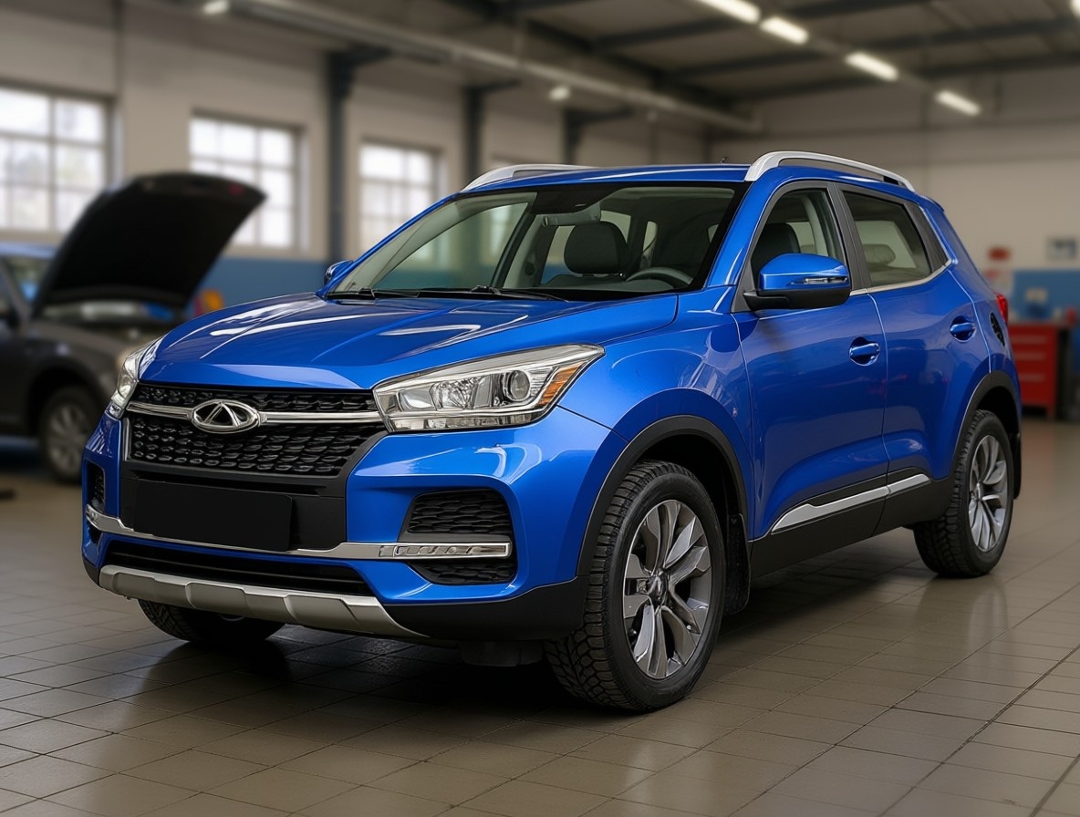 Chery Tiggo 4 готовится к замене шаровых опор в автотехцентре