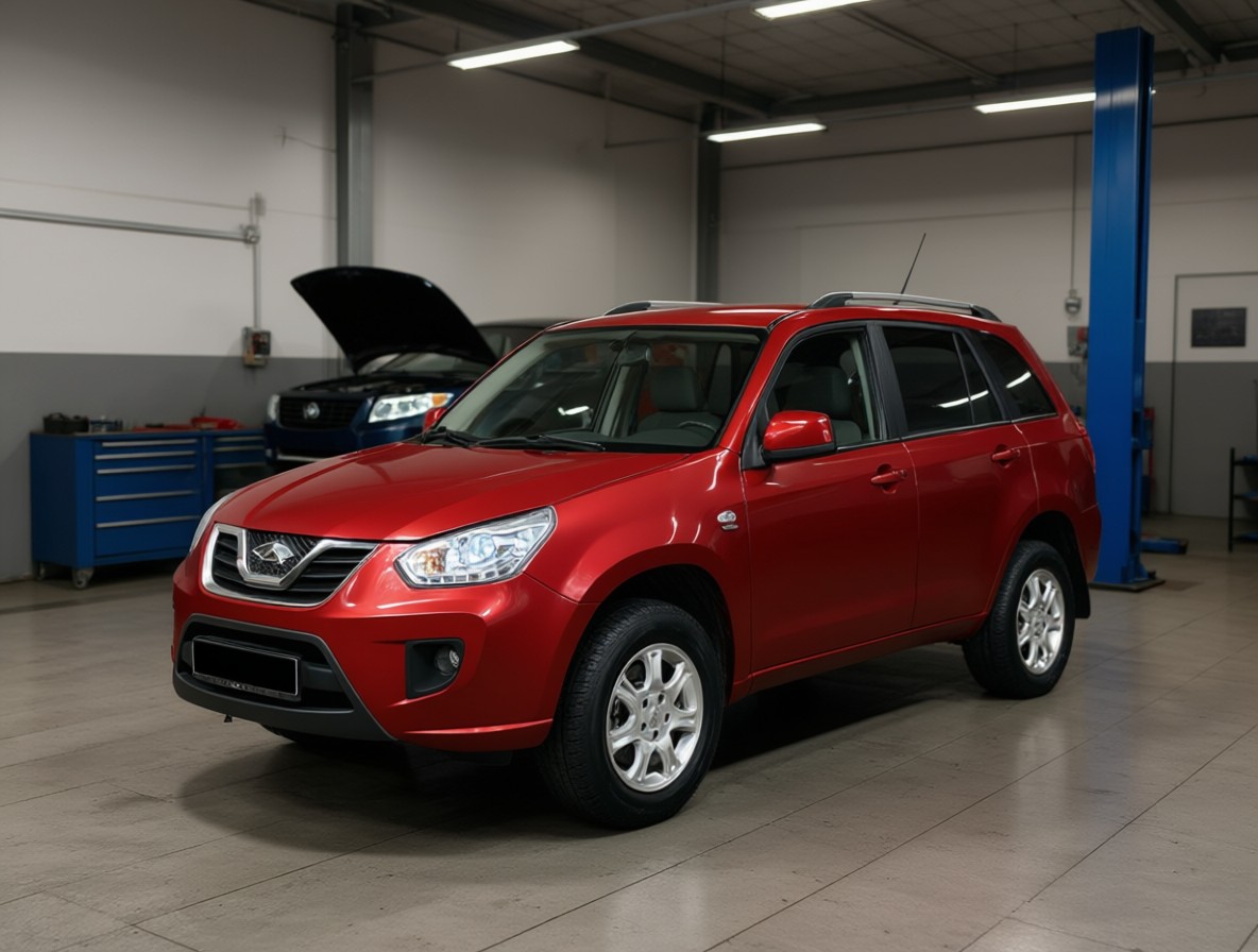 Chery Tiggo T11 готовится к замене вентилятора печки в автотехцентре