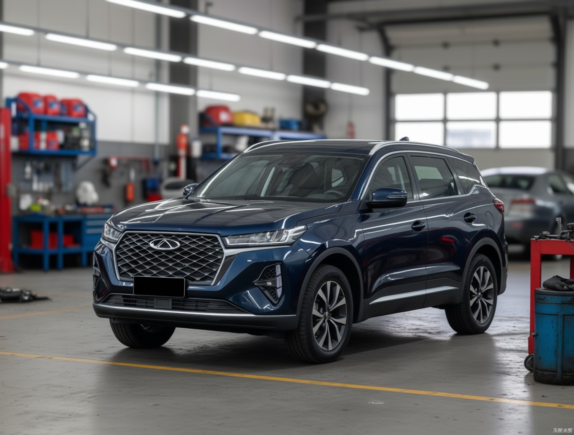 Chery Tiggo 7 Pro готовится к замене воздушного фильтра в автотехцентре