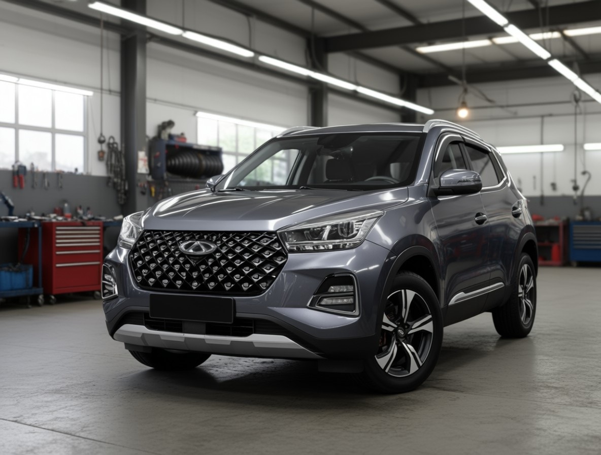 Chery Tiggo 4 готовится к замене втулок стабилизатора в автотехцентре